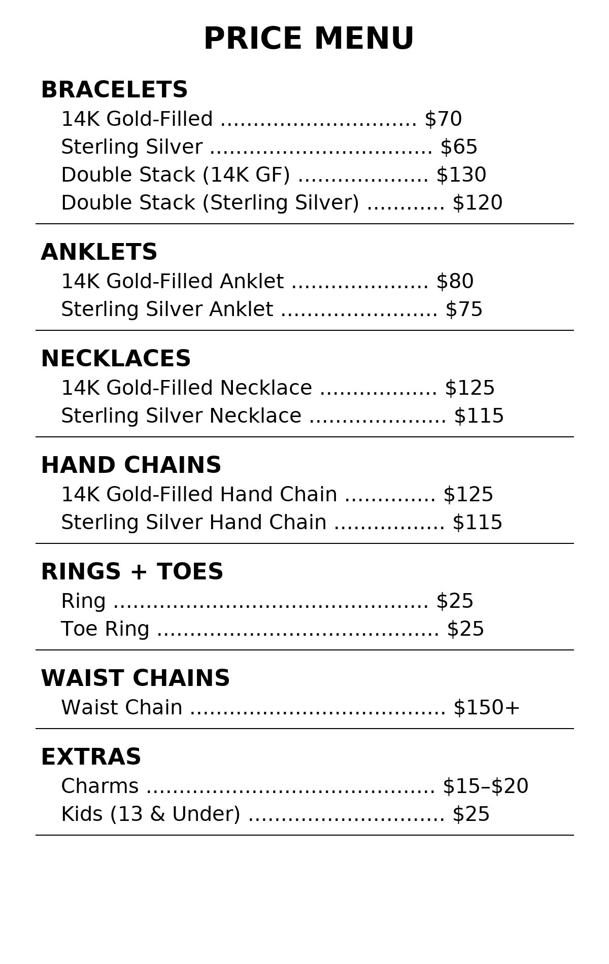 permanent jewelry Glam Beauty Bar AZ